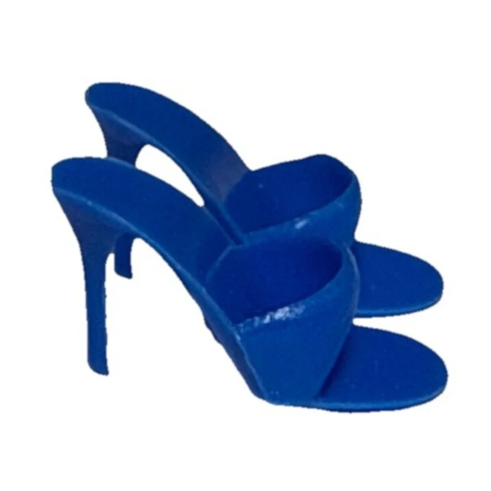 Vintage Barbie Clone Shoes High Heel Mules Blue Made in the Philippines BB15-7
